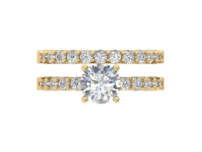 Solitair Ring Bridal Set 3D print model 57