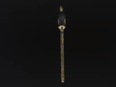 Low Poly Revolver Model gold and Low-poly 3D model