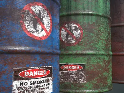 Old Rusty Oil Barrel Game Ready Low-poly 3D model