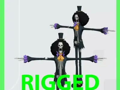 Brook rigged skeletons Low-poly 3D model
