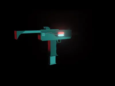LowPoly Uzi gun Low-poly 3D model