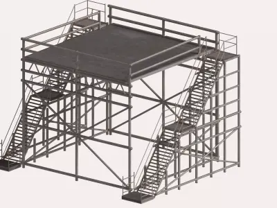 Metal pipe high platform Low-poly 3D model