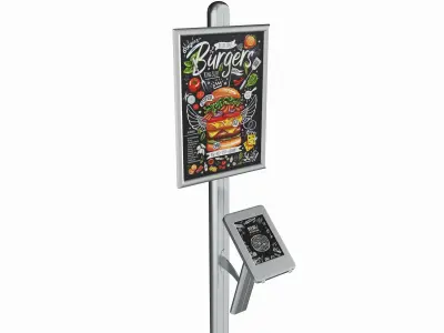 Store exhibition freestanding info tablet holder with poster 3D model