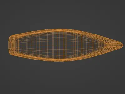 Wooden boat Low-poly 3D model 7