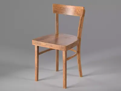 Wooden Chair Low-poly 3D model 14