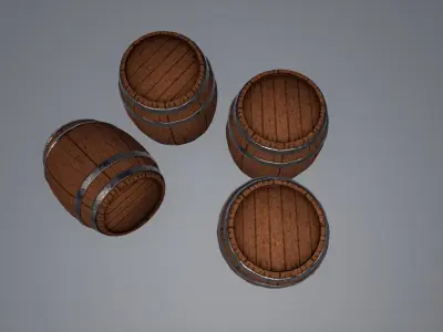 Low Poly Barrel wooden Low-poly 3D model
