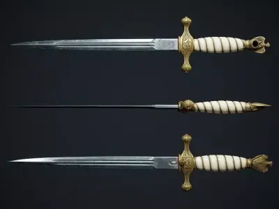  Kriegsmarine Dagger Low-poly 3D model