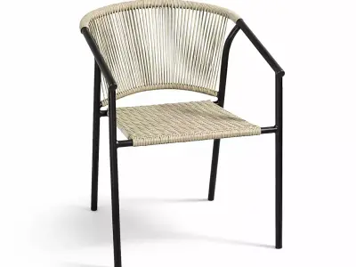 Wicker Stackable Dining Chair Low-poly 3D model