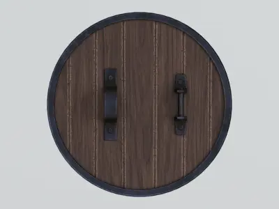 Medieval round wooden shield Low-poly 3D model