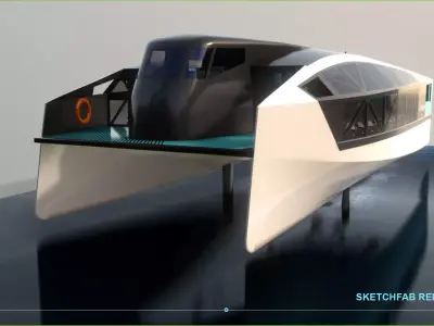 Artemis hydrofoil electric ship Low-poly 3D model