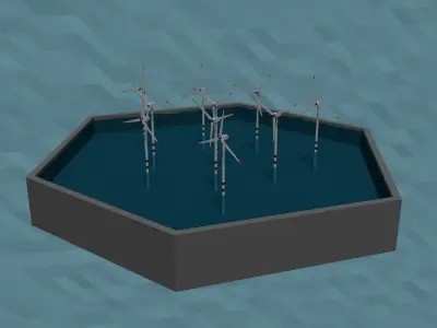 LowPoly Offshore Wind Powerplant Low-poly 3D model