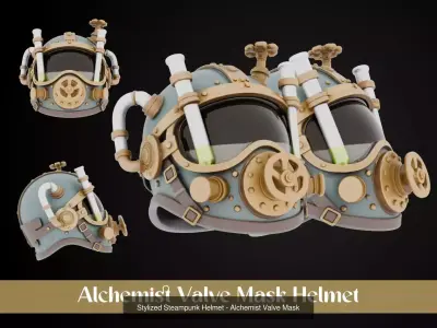 Stylized Steampunk Helmet Pack