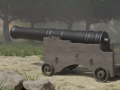 Medieval Cannon with 2K Textures Low-poly 3D model
