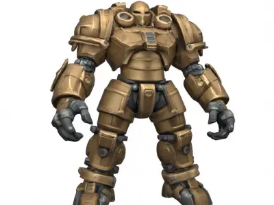 Heavy Bronze Mech Robot Exosuit Low-poly 3D model