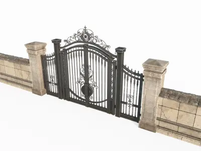 Classical style park iron gate 3D model