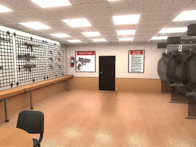 Shooting Range Interiors  Low-poly 3D model