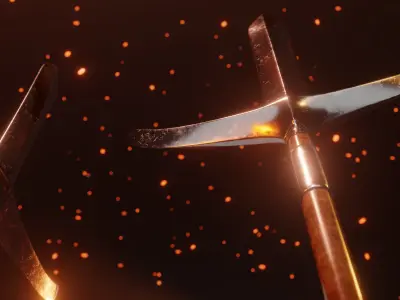 Medieval Japanese Yari spear Low-poly 3D model