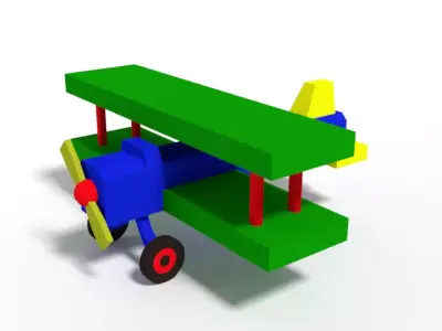 Low Poly Cartoon Biplane Toy Low-poly 3D model