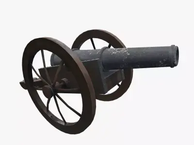 Medieval Cannon V02 New Low-poly 3D model