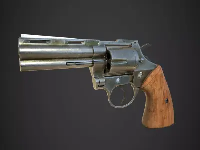 Pistol revolver Low-poly 3D model