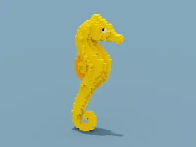 Voxel Seahorse Low-poly 3D model