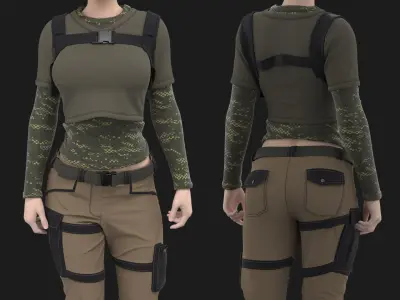 Tactical female outfit  Marvelous Designer project 3D model
