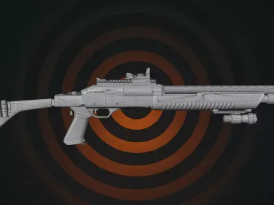 Rigged Tactical Breacher Shotgun Carbon Shadow 3D model