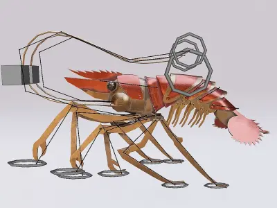 Mechanical shrimp lowpoly Low-poly 3D model