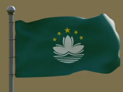 Animated Macau Flag 3D model