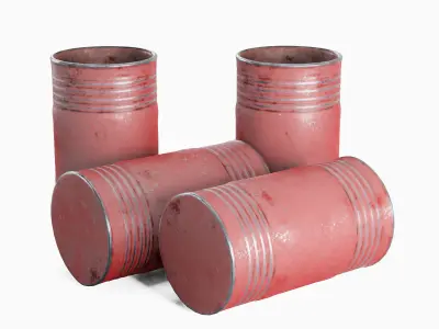 Old Steel Barrel 01 Low-poly 3D model