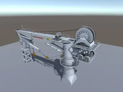 Offshore Vessel Deck Crane low-poly 3d model Low-poly 3D model