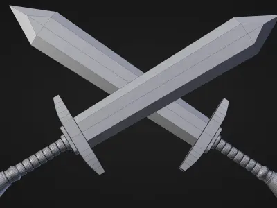 Stylized Hand Painted Sword 3D model