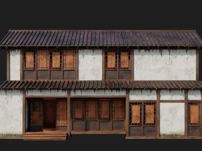 Old Japanese Building 4K Textures GameReady 169 Low-poly 3D model