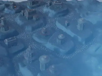 Mountain Village At Dusk 3D model get
