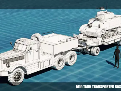 M19 Tank Transporter-Stuart Tank  Base Mesh Model Low-poly 3D model