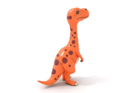 Adorable Orange Dinosaur Model Pack Low-poly 3D model