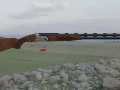 Shotgun with two barrels 3D model