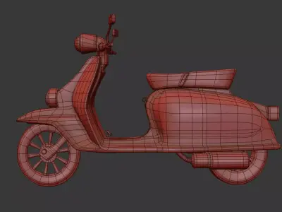 Vintage Vespa Style Motorcycle 3D Model Low-poly 3D model