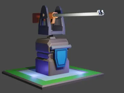 Shotgun Base Defend for mobile game Low-poly 3D model