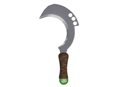 Curved Cerulit Sword 3D Model with Green Jade 3D model