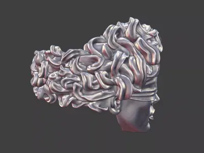 veiled masked male face ring 3D print model