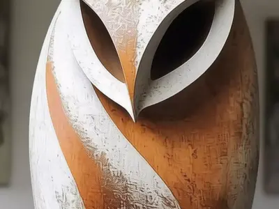 Abstract Owl Sculpture 3D Modern Metal Art Decorative Statue Low-poly 3D model