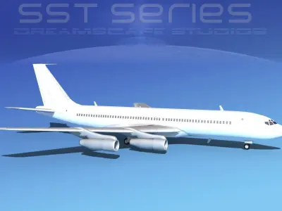 Boeing 707-320 SS Unmarked 1 3D model