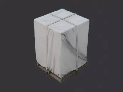 Tarped Industrial Crate on Wood Pallet Low-poly 3D model