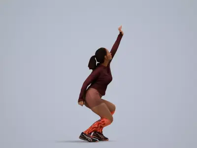 00567Nicole010 - Adult Caucasian woman crouching during 3D model