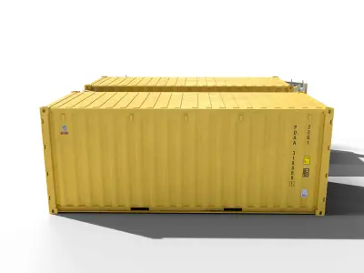 20ft Cargo Container Yellow Low-poly 3D model