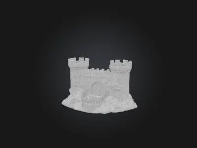Realistic Castle Wall Model Low-poly 3D model