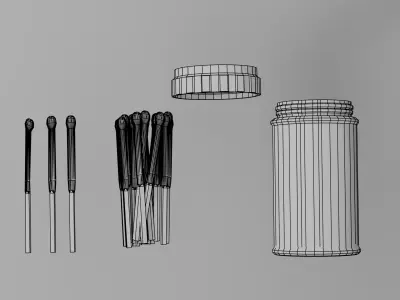 Low Poly Waterproof Matches - Game Ready Stormproof Tube Low-poly 3D model