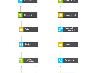Pictograms for the airport 3D model