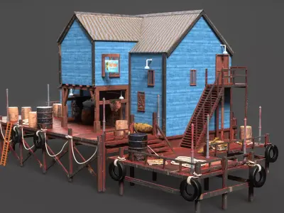 Fishing Bait Shop  Low Poly Game-Ready 3D Model Low-poly 3D model